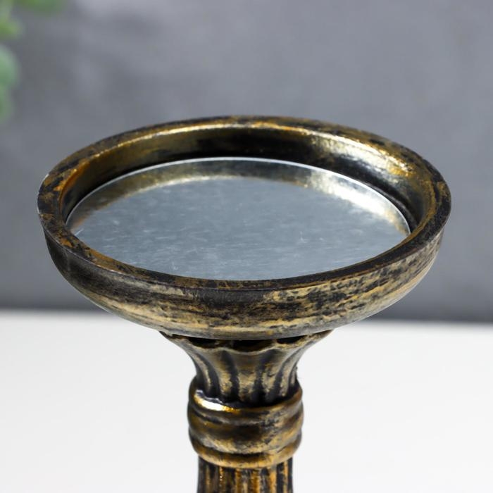 Подсвечник дерево на 1 свечу "Фердинанд" чёрный с золотой  патиной 28х10,5х10,5 см