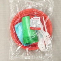 Набор пластиковой одноразовой посуды на 3 персоны Не ЗАБЫЛИ! &laquo;Светофор&raquo;, цвет МИКС