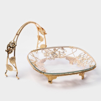 Фруктовница металлическая &laquo;Хайгарден&raquo;, 21,5&times;21,5&times;20,5 см, съёмная ручка, цвет металла золотой