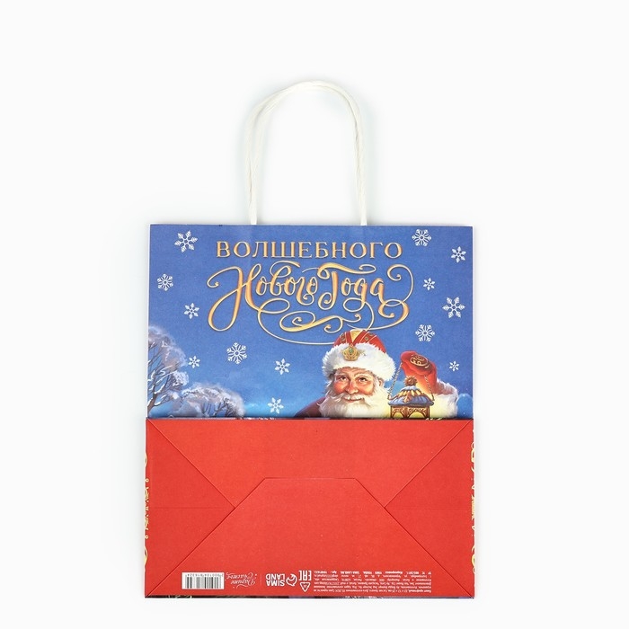 Пакет подарочный новогодний крафтовый &laquo;Яркого нового года&raquo;, 22 х 12 х 25 см , Новый год