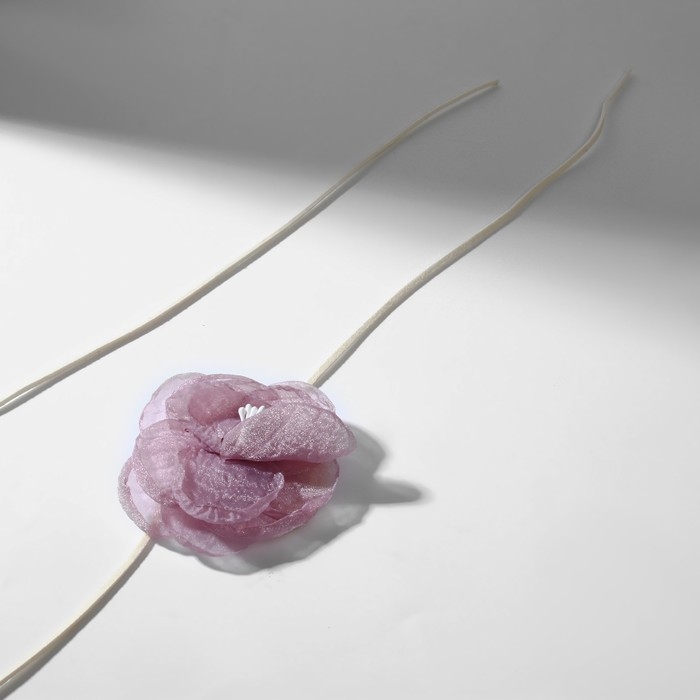 Чокер &laquo;Танго&raquo; цветок на шнурке, роза миниатюра, цвет бело-сиреневый, 154 см