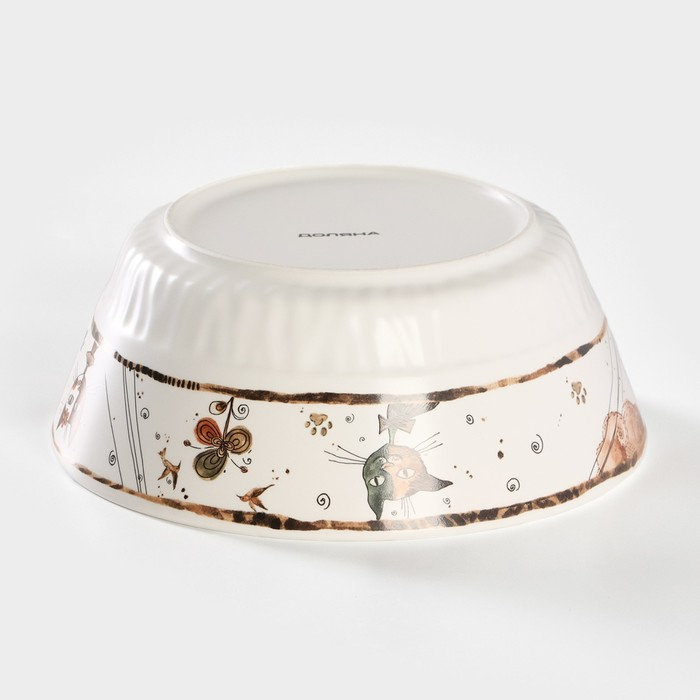 Салатник фарфоровый &laquo;Коты-аристократы&raquo;, 1 л, d=18 см, цвет белый