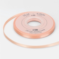 Лента атласная двухсторонняя №0714 6мм*25&plusmn;1м персиковый пух TR