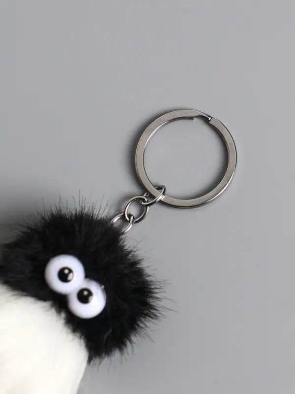 Пушистик на кольце "Лохматый чудик" чёрно-белый 17х4,5х4,5 см