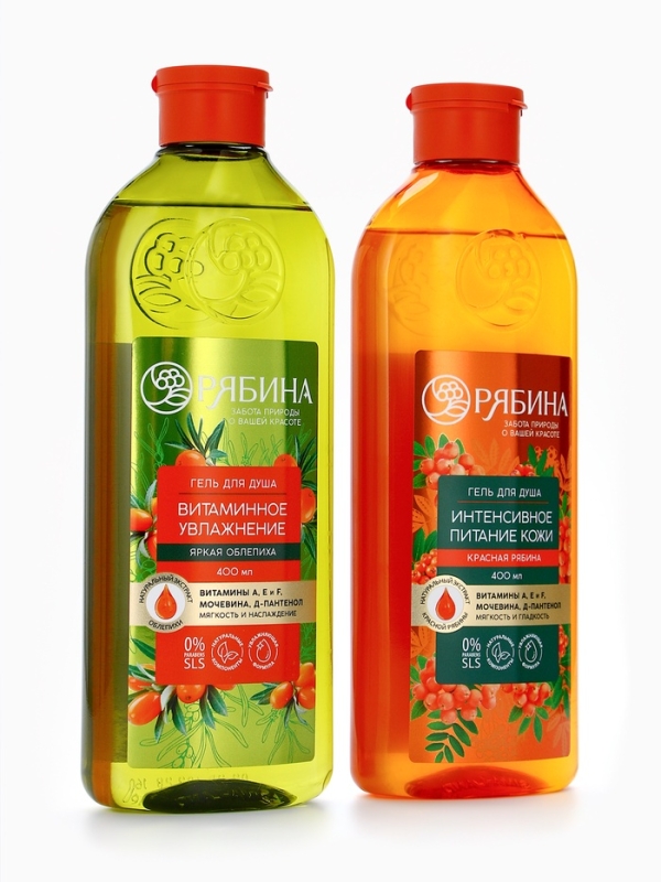 Гель для душа, витаминное увлажнение, аромат облепихи, 400 мл, Рябина