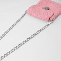 Цепочка для сумки, с карабинами, металлическая, двойная, 19 &times; 14 мм, 120 см, цвет серебряный