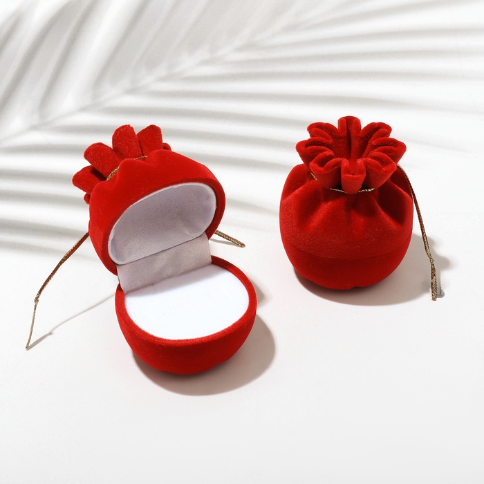 Футляр бархатный под серьги/кольцо &laquo;Мешочек подарочный&raquo; 5,5&times;5, цвет красный