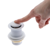 Донный клапан ZEIN engr, маленькая кнопка, без перелива, нержавеющая сталь, белый