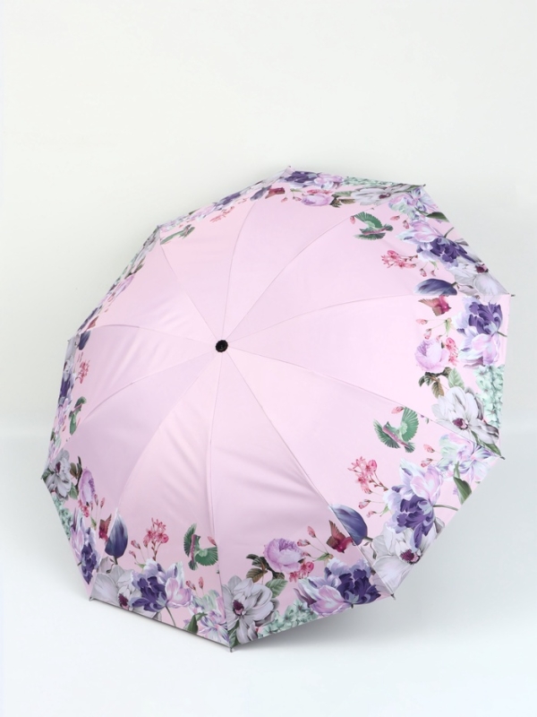 Зонт механический &laquo;Птицы&raquo;, эпонж, 4 сложения, 10 спиц, R = 56/63 см, D = 126 см, цвет МИКС