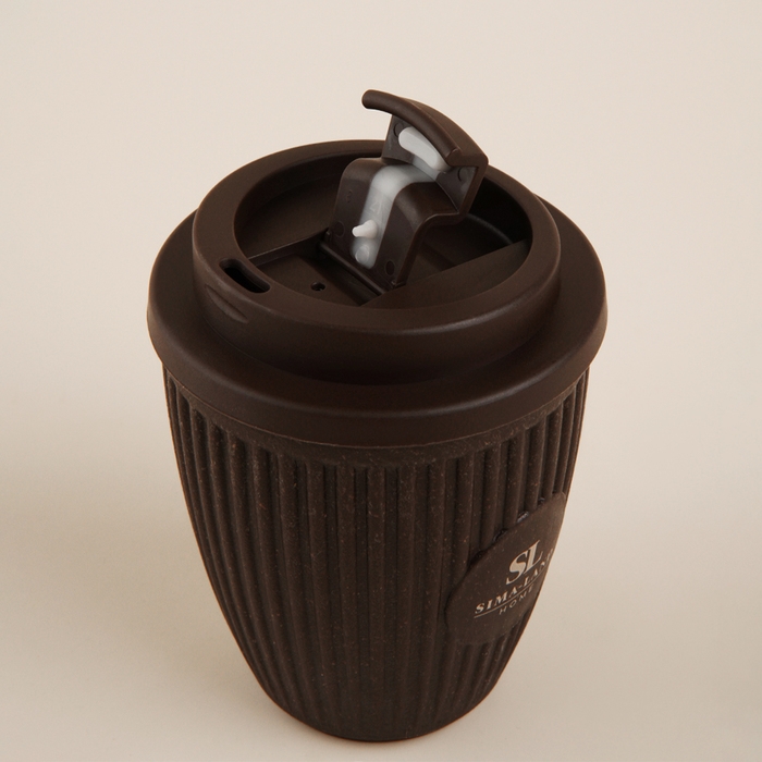 Стакан для кофе с крышкой SL Home, 250 мл, 9,5&times;9,5&times;12,5 см, цвет коричневый