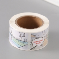 Наклейка бумага "Аниме. Школа" 3х5 см 200 шт в рулоне