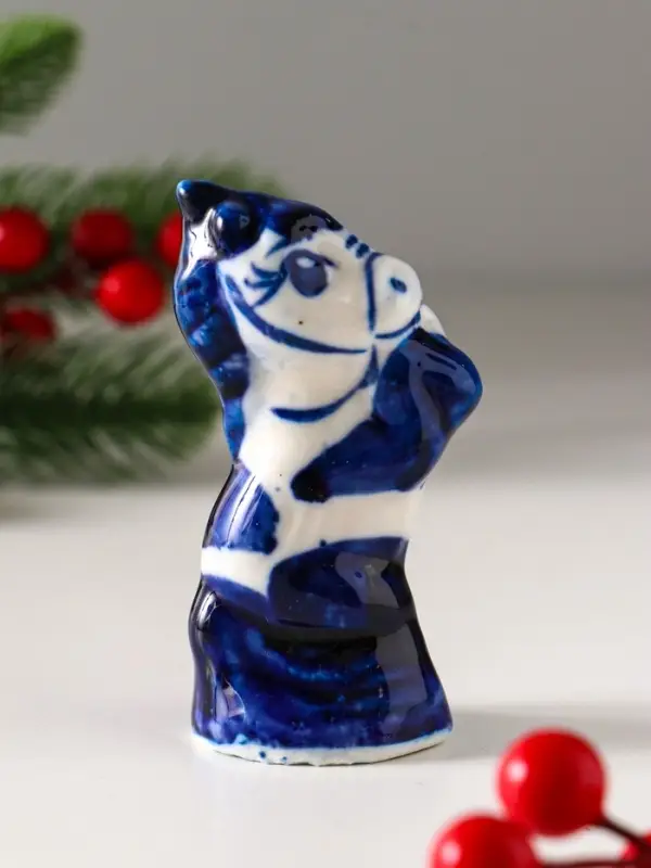 Сувенир "Конь на дыбах", 9х5 см, гжель
