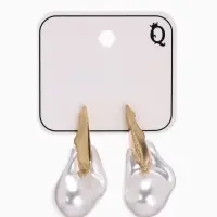 Серьги жемчуг "Капля борроко", цвет белый в золоте