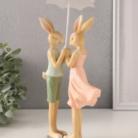 Сувенир полистоун "Романтика. Кролики под зонтом" 12х9,5х25,5 см