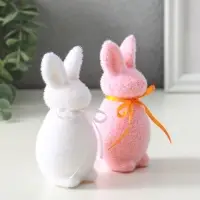 Декор пасхальный "Два кролика с бантиками" набор 2 шт 4х4,5х10,5 см