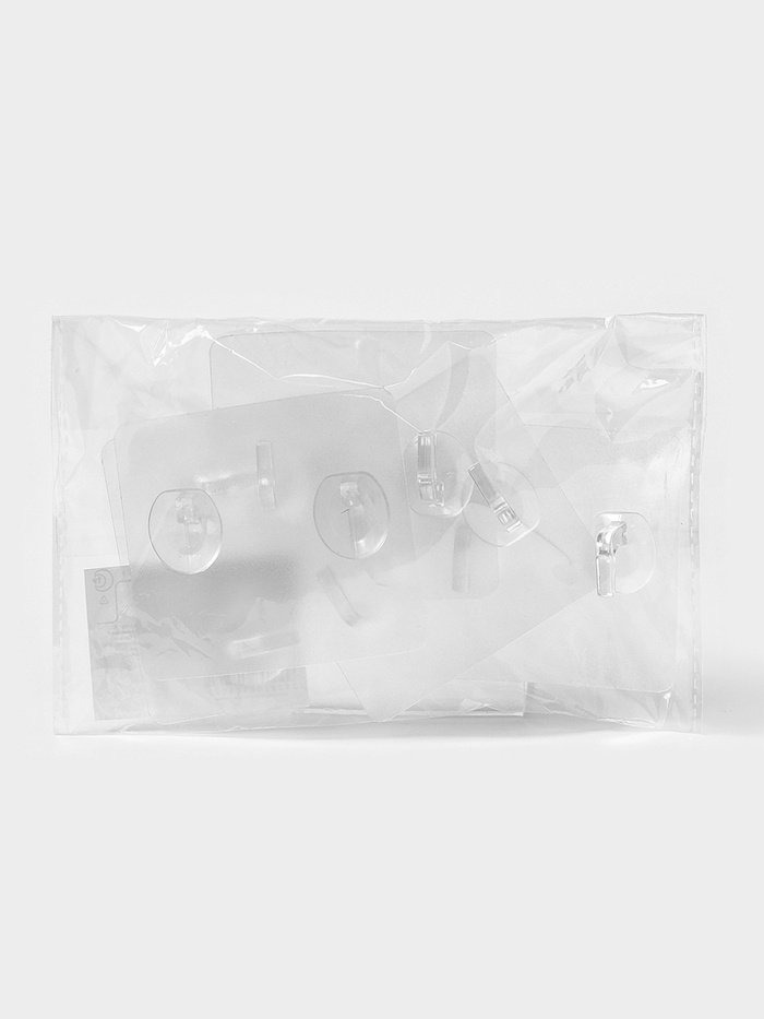 Крючки двойные самоклеящиеся настенные прозрачные, 5,6х5,6 см, 5 шт