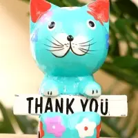 Сувенир "Кот с табличкой WELCOME" дерево 8х5х10 см, цв. бирюзовый