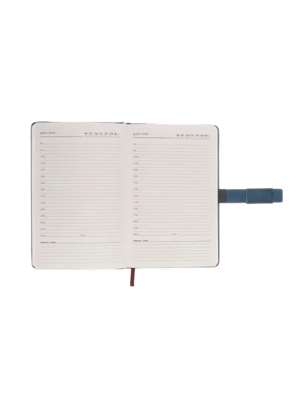 Ежедневник недатированный формат А5, с хлястиком, 112л, линия, пвх, Синий