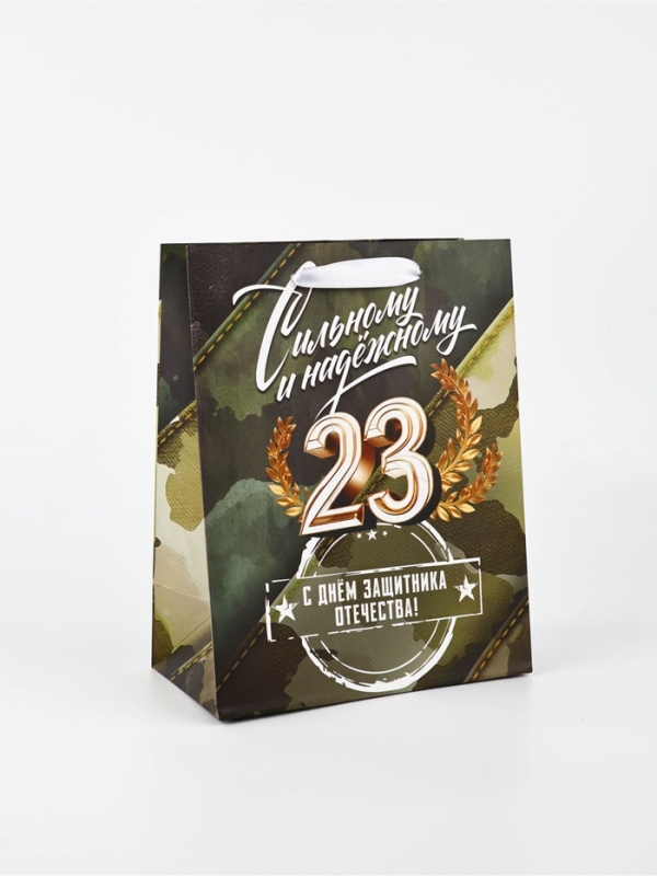 Пакет подарочный ламинированный &laquo;23 февраля&raquo;, MS 18 х 23 х 10 см