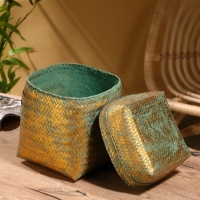 Корзинка плетеная "Голден" 20х20х26 см, голубой