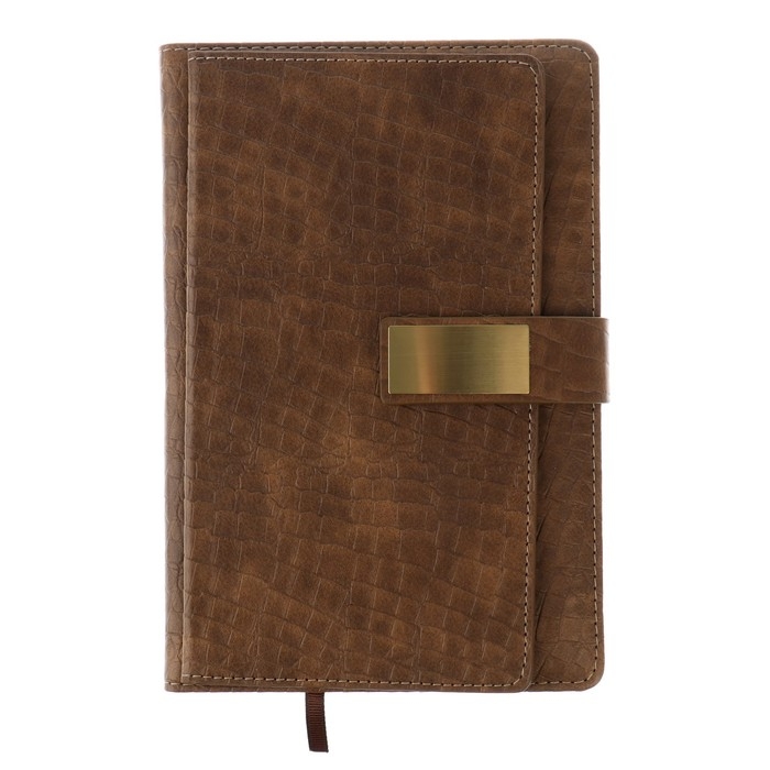 Ежедневник недатированный А5, 140 листов в клетку, с хлястиком, обложка кожзам, МИКС