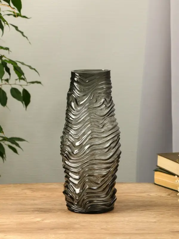 Ваза стекло настольная "Ванесса" полосы, 30х12 см, серый