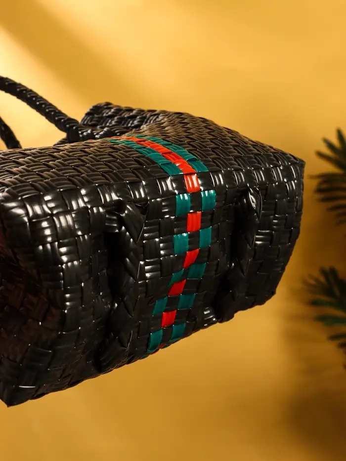 Сумка плетёная пластиковая 23х11х30 см, цв. чёрный