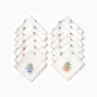 Платки носовые женские Экономь и Я "Полянка" 30*30 см, (набор 12 шт), рис. МИКС,100% пэ