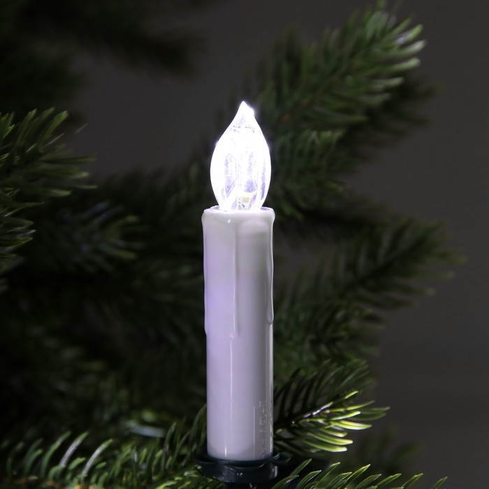 Светодиодные свечи на прищепках 10 см, 10 штук, батарейки ААх1 (не в комплекте), пульт ДУ, свечение белое Светодиодные свечи на прищепках 10 см, 10 штук, батарейки ААх1 (не в комплекте), пульт ДУ, свечение белое