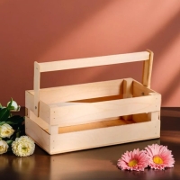 Кашпо деревянное 24.5&times;13.5&times;9 см "Двушка Лайт", двухреечное, натуральный Дарим Красиво