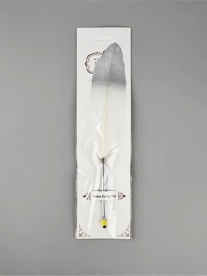 Перо белое с серебром (наконечник ручка), дл.25 см