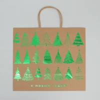 Пакет подарочный новогодний крафтовый Forest, 32 х 28 х 15 см, Новый год