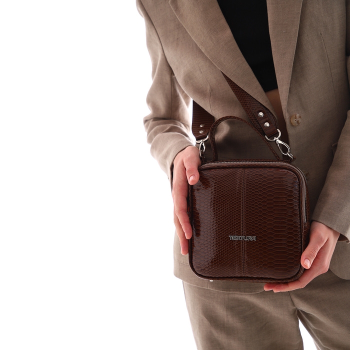 Сумка женская через плечо TEXTURA, маленький размер, цвет коричневый