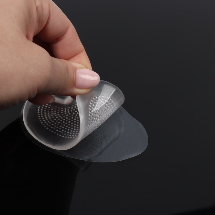 Полустельки для обуви, с протектором, с разделителем, силиконовые, 9,4 &times; 6,4 см, пара, цвет прозрачный