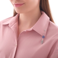 Булавка-оберег &laquo;Защита от сглаза&raquo;, крест, 2,2 см, цвет бело-синий в серебре