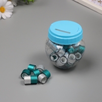 Клейкая лента пластик в банке "Глори. Серебро, голубой" н-р 40 шт 1,2 см, дл.0,9м 7х7х9 см