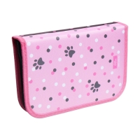 Пенал 1 секция 140 х 210 х 40 мм, откидной карман и косметичка, тканевый, Calligrata TOP Content "Котик"