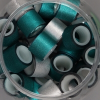 Клейкая лента пластик в банке "Глори. Серебро, голубой" н-р 40 шт 1,2 см, дл.0,9м 7х7х9 см