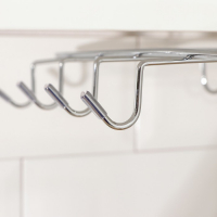 Держатель для кружек подвесной на 8 предметов Доляна, 27,5&times;20&times;7,5 см, на толщину полки 3,5 см, цвет хром