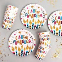 Набор бумажной посуды одноразовый С днём рождения&raquo;, свечи и звёзды