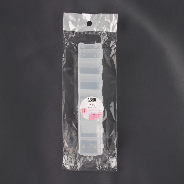 Органайзеры для хранения мелочей, с подвесами, скрепляются, 2 шт, по 7 отделений, 15,2 &times; 3,2 &times; 1,8 см