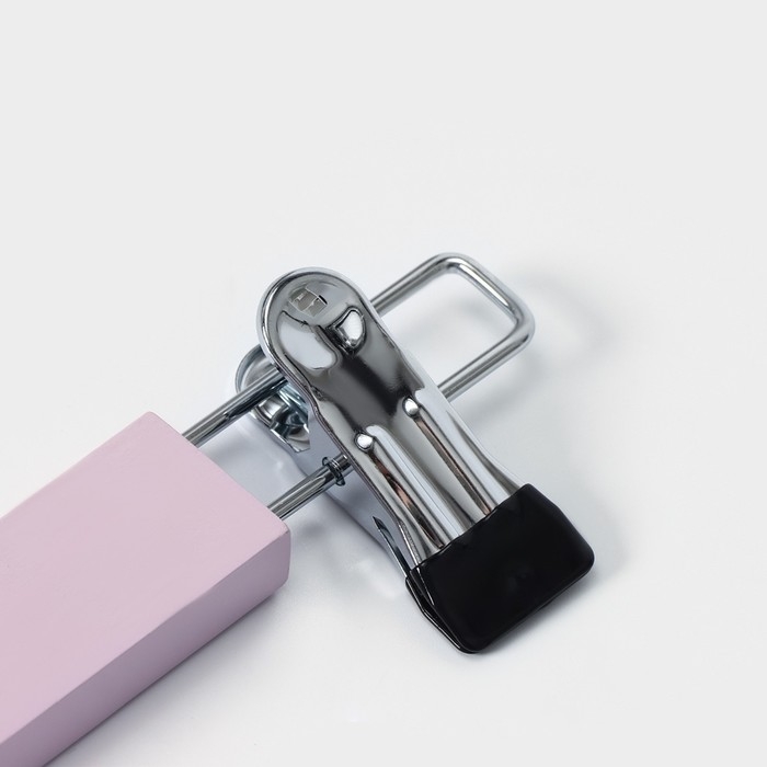 Вешалки для брюк и юбок LaDо́m Brillant, 28&times;12&times;2,8 см, 2 шт, деревянные, с зажимами, цвет розовый