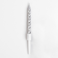 Набор свечи в торт "Спираль", 200шт, 5 см, серебряный металлик