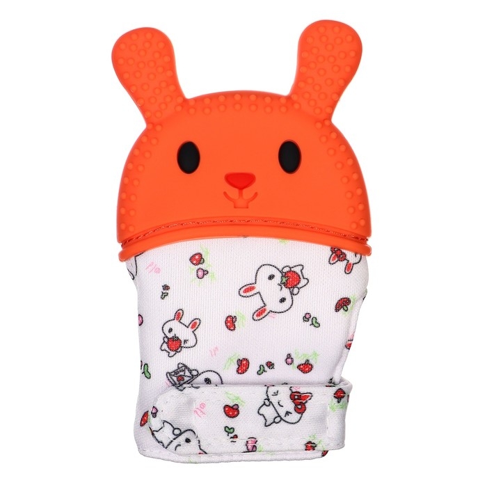 Прорезыватель-рукавичка &laquo;Зайка&raquo;, цвет красный/желтый, Крошка Я