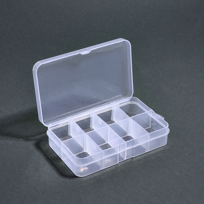 Органайзер для декора, передвижные ячейки, 8 ячеек, 10,6 × 6,5 × 2,3 см, цвет прозрачный Органайзер для декора, передвижные ячейки, 8 ячеек, 10,6 × 6,5 × 2,3 см, цвет прозрачный