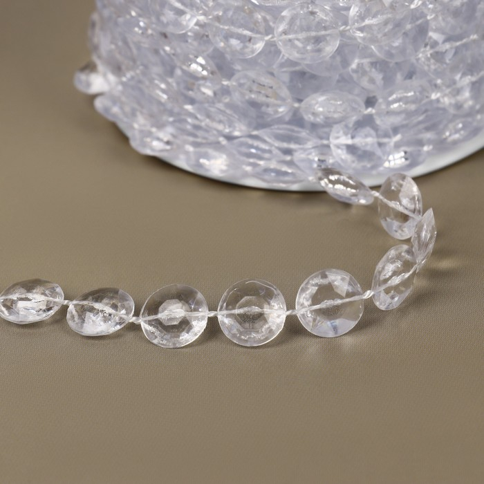 Бусы на нитях, 10 мм, 9 &plusmn; 1 м, цвет прозрачный