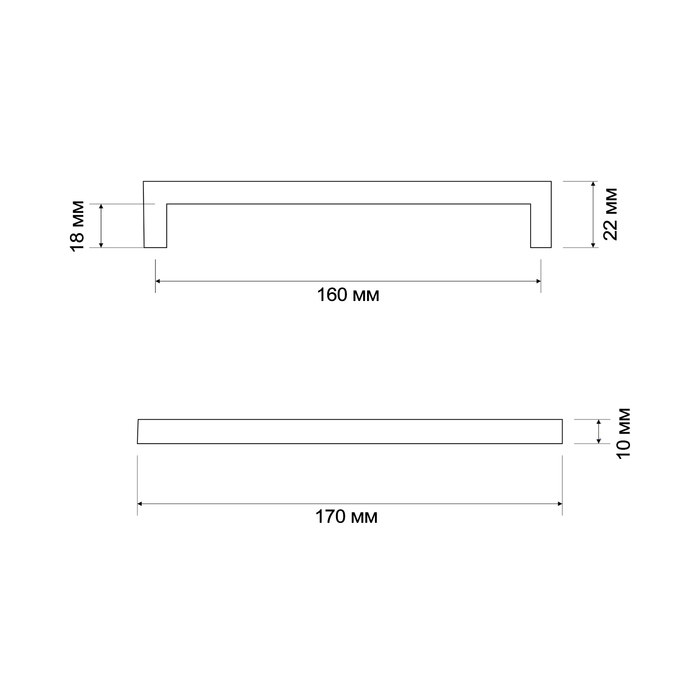 Ручка-скоба CAPPIO SQUARE RSC007, алюминий, м/о 160 мм, цвет черный