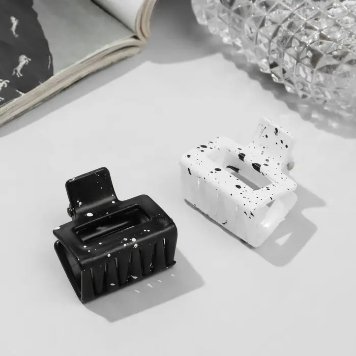 Крабик для волос &laquo;Флоранс&raquo;, 3 см, чёрный белый МИКС