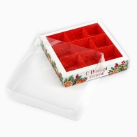 Коробка под 9 конфет с ячейками &laquo;Аромат праздника&raquo;, 14.5 х 14.5 х 3 см, Новый год