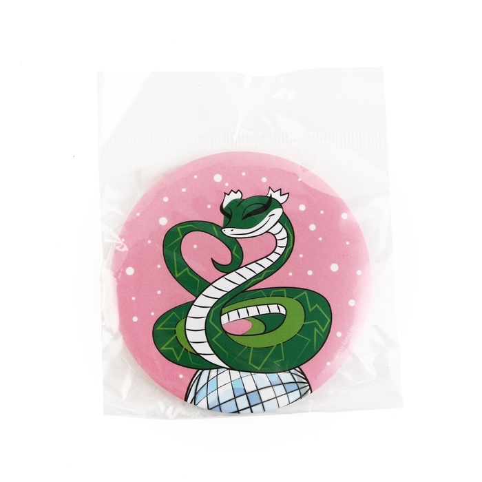 Зеркало карманное новогоднее &laquo;Новый год: Зеленая змейка&raquo;, диам.7 см